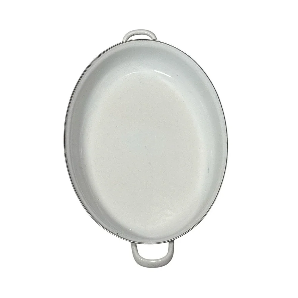Vintage 1970s Retro Floral Enamel Oval Roaster Baking Pan‎ / Casserole Dish